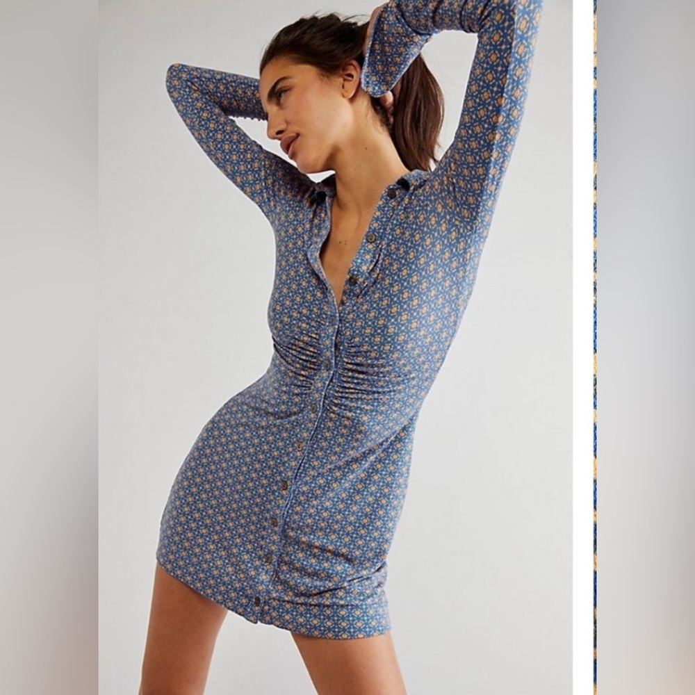 Free People Sheyla Mini Dress Indigo Size XS